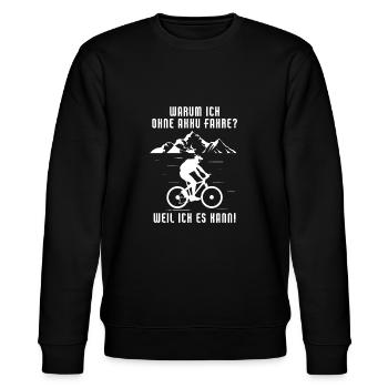 Warum ich ohne Akku Fahre Weil ich es kann - Stanley/Stella Unisex Bio-Sweatshirt CHANGER  - Schwarz - Vorne - Nik (191cm) & Marisol (170cm)