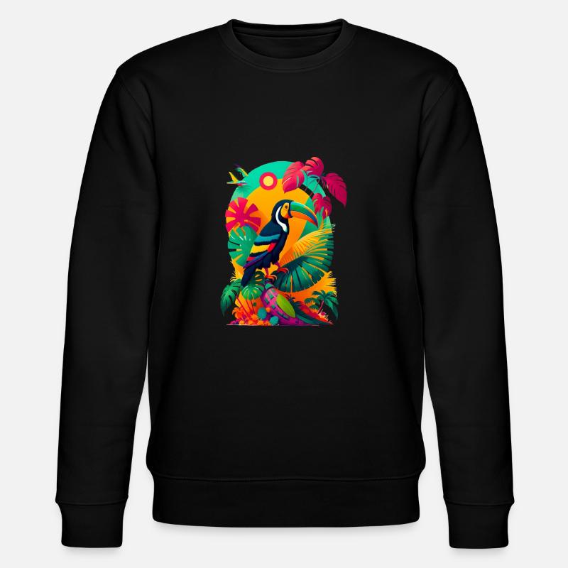 Sommer mit Tucan - Stanley/Stella Unisex Bio-Sweatshirt CHANGER  - Schwarz