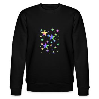 Sterne,stern, bunte Sterne, Neon,Pastell - Stanley/Stella Unisex Bio-Sweatshirt CHANGER  - Schwarz - Vorne - Nik (191cm) & Marisol (170cm)