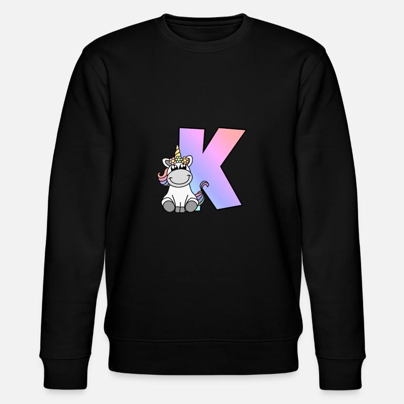 Einhorn Buchstabe K - Stanley/Stella Unisex Bio-Sweatshirt CHANGER  - Schwarz