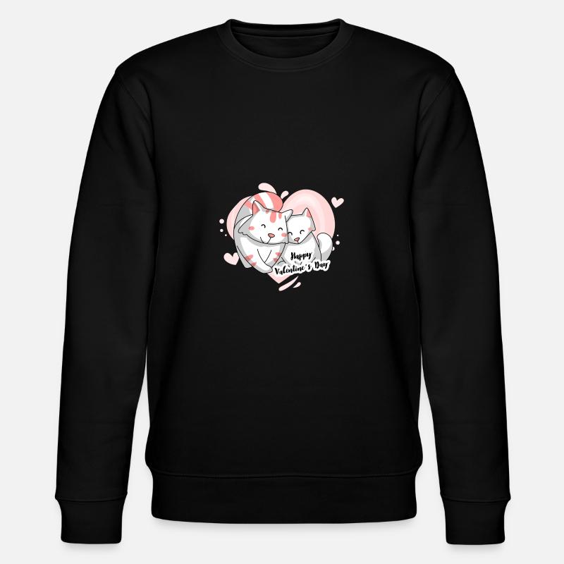 Chat motif Saint-Valentin - Sweat bio CHANGER Stanley/Stella Unisexe - noir