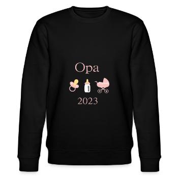 Opa 2023 Geburt Mädchen Vorlage personalisierbar - Stanley/Stella Unisex Bio-Sweatshirt CHANGER  - Schwarz - Vorne - Nik (191cm) & Marisol (170cm)
