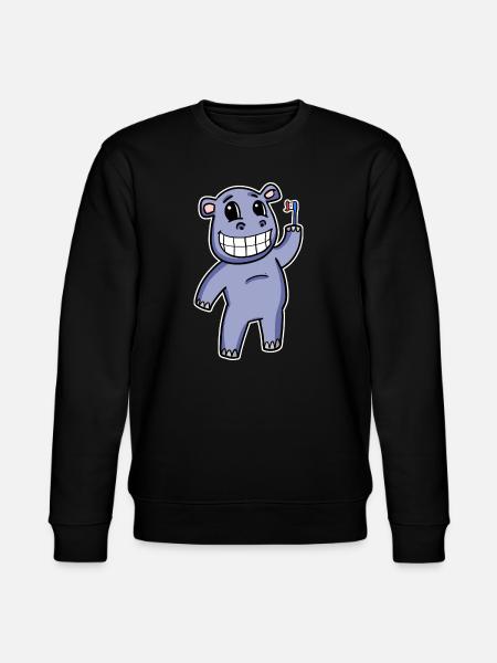 Hippo with toothbrush - Stanley/Stella CHANGER Unisex Organic Sweatshirt - black