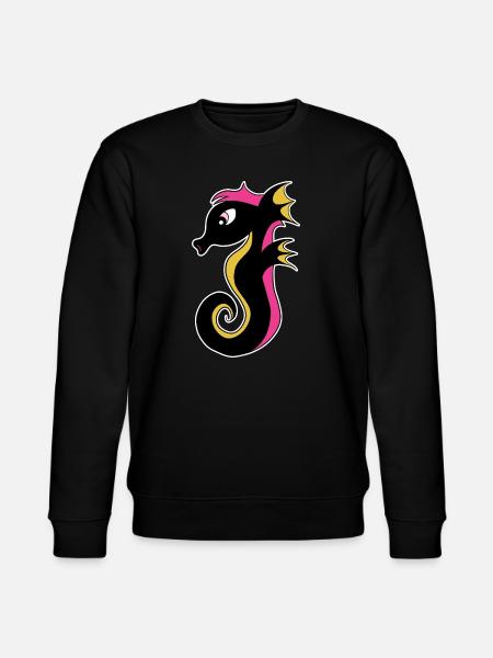 Blooming Neon Seahorse - Stanley/Stella CHANGER Unisex Organic Sweatshirt - black