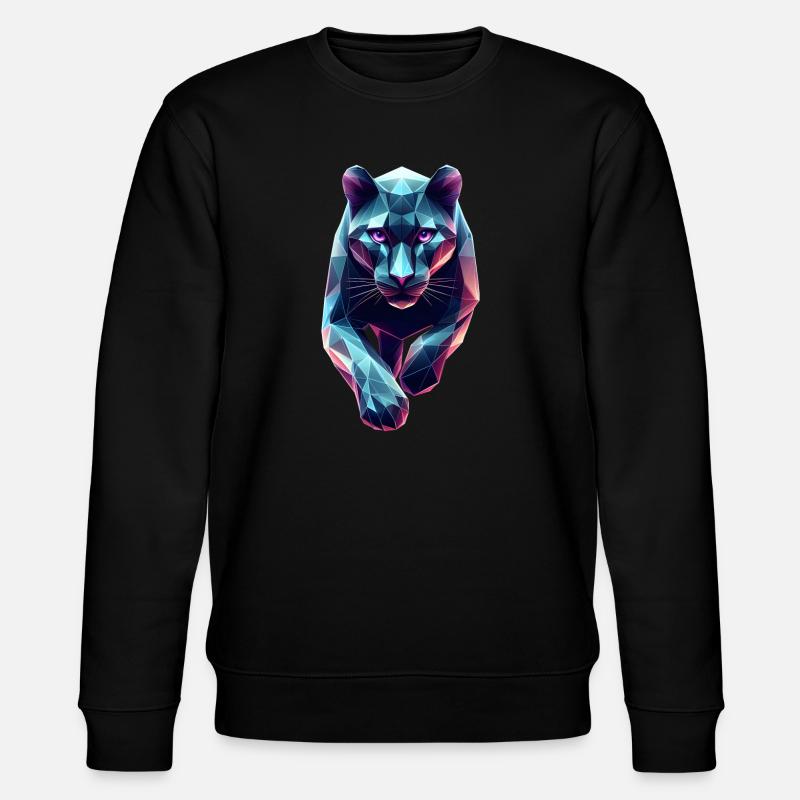 Blauer Panther Geometrisches Origami 3D - Stanley/Stella Unisex Bio-Sweatshirt CHANGER - Schwarz