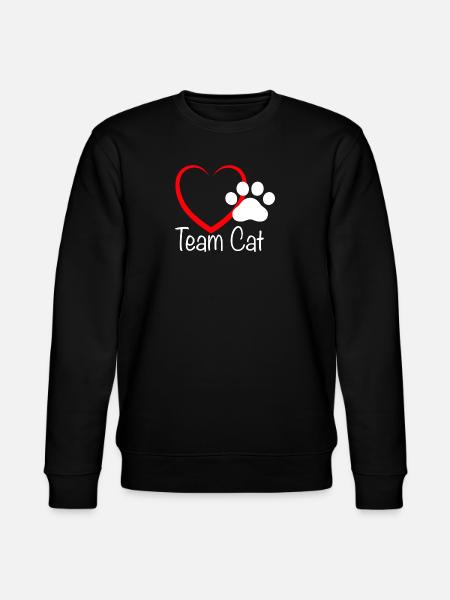 Team Cat mit Herzchen - Stanley/Stella Unisex Bio-Sweatshirt CHANGER  - Schwarz