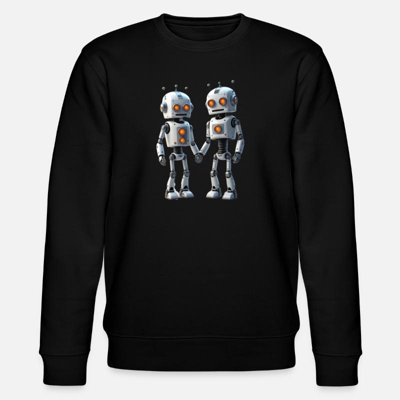 Roboter Pärchen - Stanley/Stella Unisex Bio-Sweatshirt CHANGER  - Schwarz