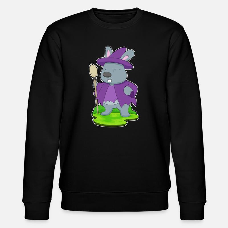 Bunny Witch Broom - Stanley/Stella CHANGER Unisex Organic Sweatshirt - black