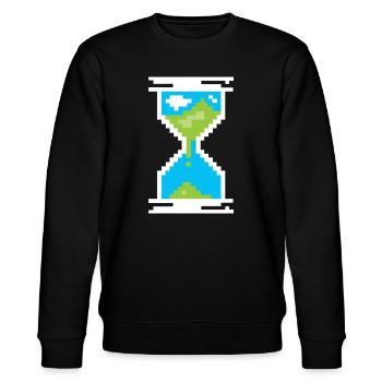 Pixel Sanduhr Symbol -Landschaft der Erde - Stanley/Stella Unisex Bio-Sweatshirt CHANGER  - Schwarz - Vorne - Nik (191cm) & Marisol (170cm)