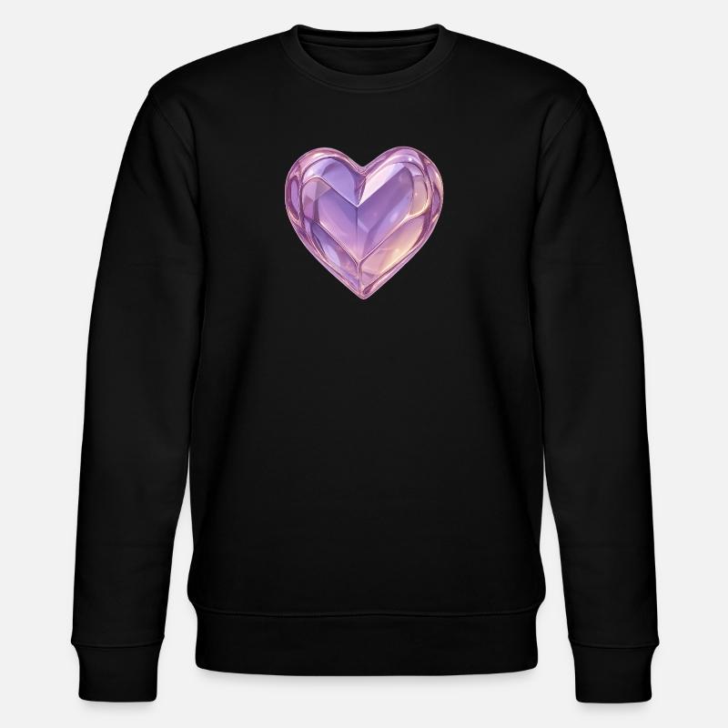 Coeur en verre 3D violet - Sweat bio CHANGER Stanley/Stella Unisexe - noir
