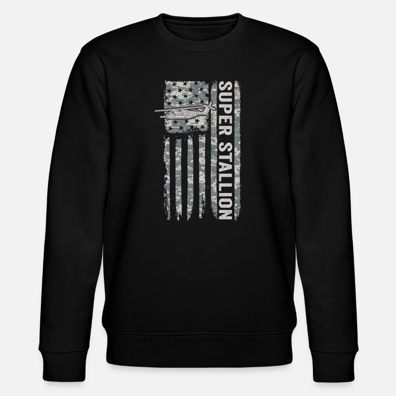 Super Stallion Hubschrauber mit amerikanischer Fla - Sweat bio CHANGER Stanley/Stella Unisexe - noir