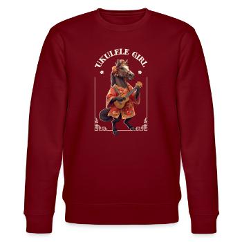 Ukulele girl horse - Stanley/Stella Unisex Bio-Sweatshirt CHANGER  - Burgunderrot - Vorne - Nik (191cm) & Marisol (170cm)