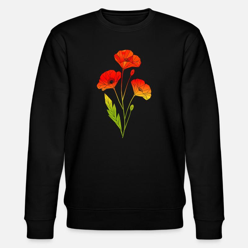 Geometrische Mohnblumen im Polygon Stil - Stanley/Stella Unisex Bio-Sweatshirt CHANGER  - Schwarz
