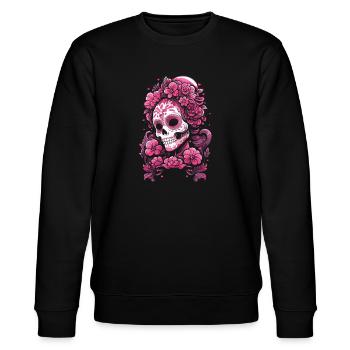 Crâne Muertos Mexicain Jour des Morts Rose - Sweat bio CHANGER Stanley/Stella Unisexe - noir - Devant - Nik (191cm) & Marisol (170cm)