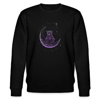 Bear sitting on moon minimalist - Stanley/Stella CHANGER Unisex Organic Sweatshirt - black - Front - Nik (191cm) & Marisol (170cm)