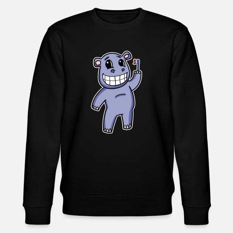 Hippo with toothbrush - Stanley/Stella CHANGER Unisex Organic Sweatshirt - black