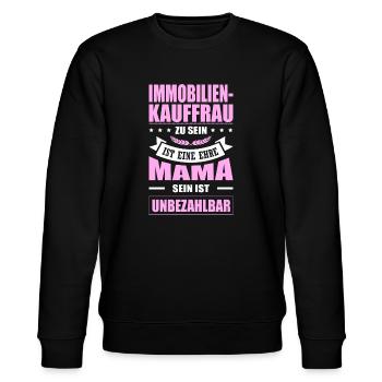 Immobilienkauffrau Sein Eine Ehre Mama Elternzeit - Stanley/Stella Unisex Bio-Sweatshirt CHANGER  - Schwarz - Vorne - Nik (191cm) & Marisol (170cm)