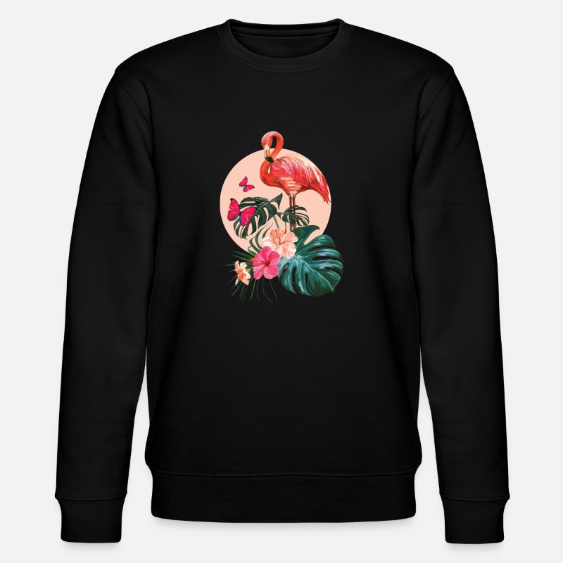 Flamant rose et Monstera Deliciosa - Sweat bio CHANGER Stanley/Stella Unisexe - noir