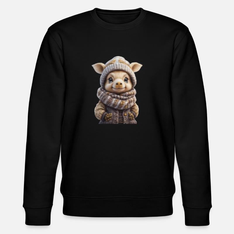 Niedliches Wintertier - Stanley/Stella Unisex Bio-Sweatshirt CHANGER  - Schwarz