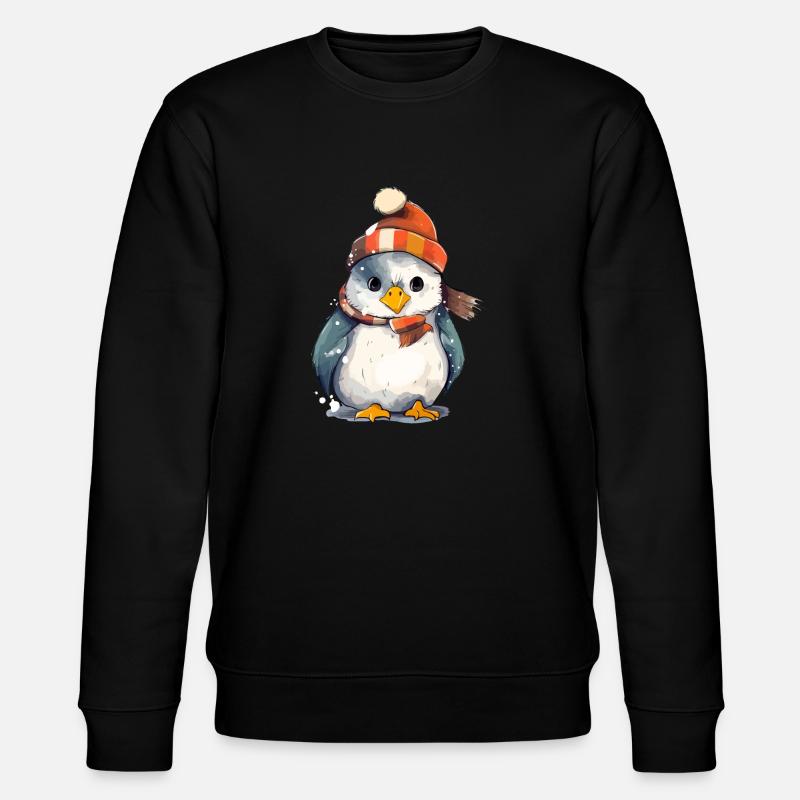 Oki der Weihnachtspinguin - Stanley/Stella Unisex Bio-Sweatshirt CHANGER  - Schwarz