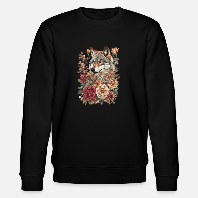 Loup et fleurs - Sweat bio CHANGER Stanley/Stella Unisexe - noir