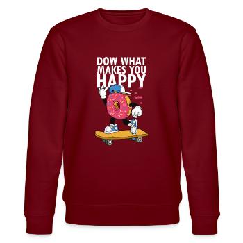 Skateboarder Skateboard Spruch Donut Do what makes - Stanley/Stella Unisex Bio-Sweatshirt CHANGER  - Burgunderrot - Vorne - Nik (191cm) & Marisol (170cm)