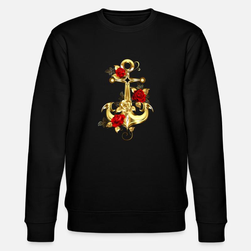 Anker mit Rosen-Maritim - Stanley/Stella Unisex Bio-Sweatshirt CHANGER  - Schwarz