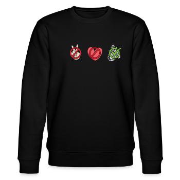 Biker Peace Love Mountain Biking - Stanley/Stella CHANGER Unisex Organic Sweatshirt - black - Front - Nik (191cm) & Marisol (170cm)
