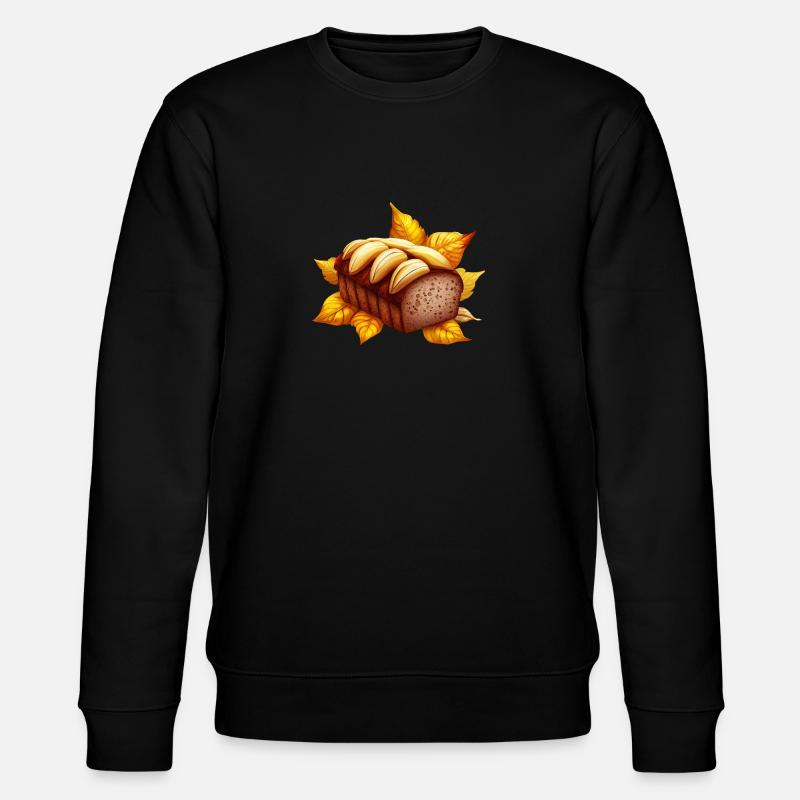 Herbstliches Bananenbrot mit fallendem Laub - Stanley/Stella Unisex Bio-Sweatshirt CHANGER  - Schwarz