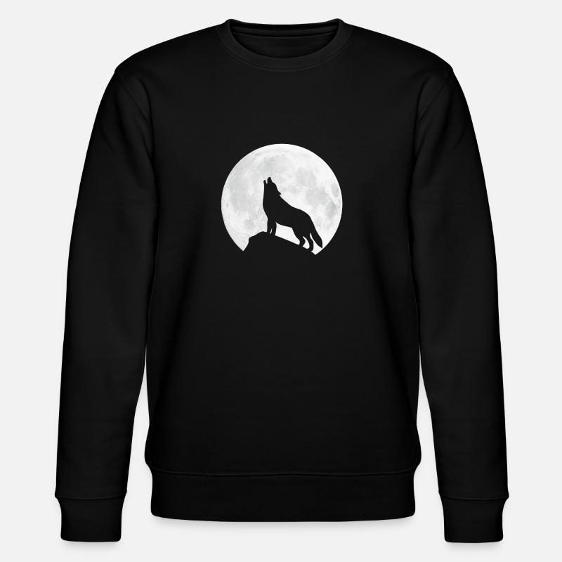 Heulender Wolf - Mond - Stanley/Stella Unisex Bio-Sweatshirt CHANGER  - Schwarz