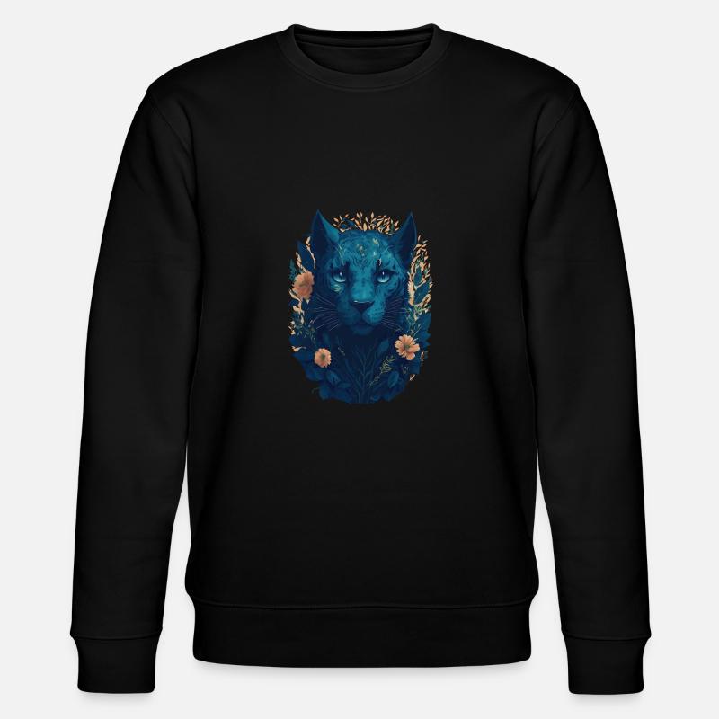 Grand chat avec des fleurs - Sweat bio CHANGER Stanley/Stella Unisexe - noir