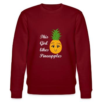 Mädchen mag exotische Früchte, Ananas, Urlaub, - Stanley/Stella Unisex Bio-Sweatshirt CHANGER  - Burgunderrot - Vorne - Nik (191cm) & Marisol (170cm)