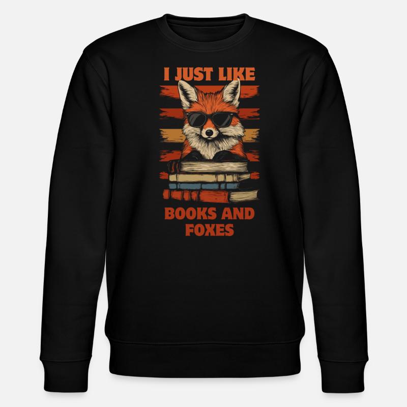 Fuchs mit Sonnenbrille und Bücher - Stanley/Stella Unisex Bio-Sweatshirt CHANGER  - Schwarz