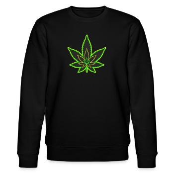 Cannabisblatt - Hanfblatt - Marihuana - Stanley/Stella Unisex Bio-Sweatshirt CHANGER  - Schwarz - Vorne - Nik (191cm) & Marisol (170cm)