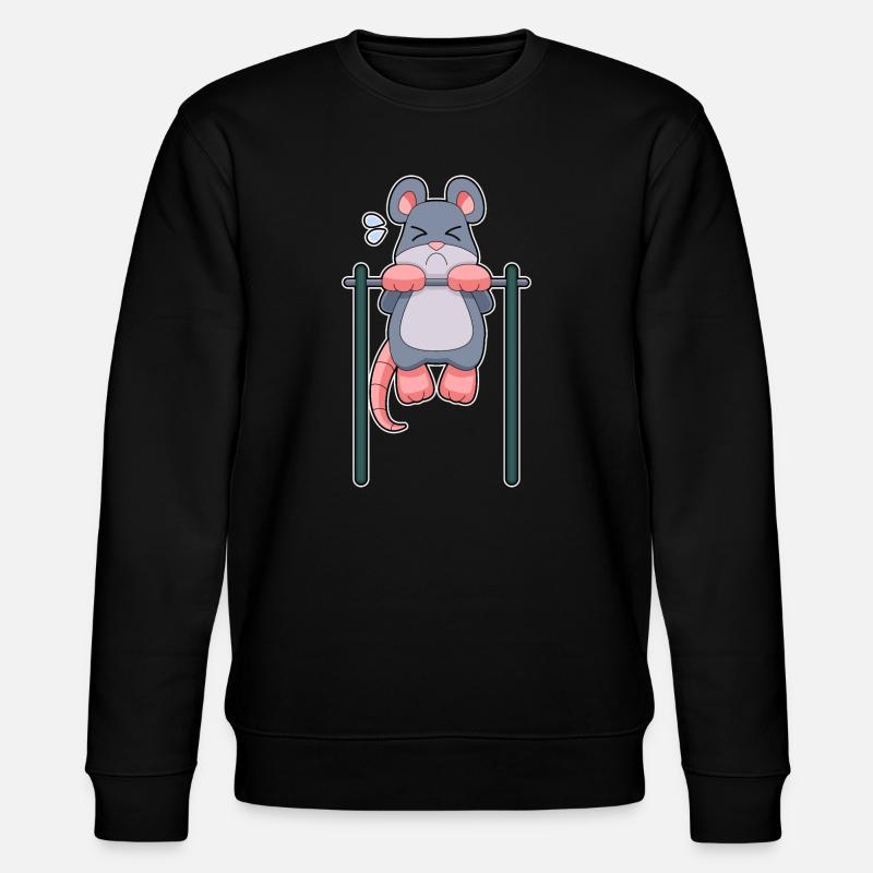 Mouse Bodybuilder Pull-Up Fitness - Stanley/Stella CHANGER Unisex Organic Sweatshirt - black
