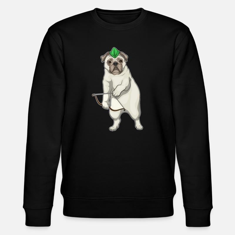 Mops Bogenschütze Bogen - Stanley/Stella Unisex Bio-Sweatshirt CHANGER - Schwarz