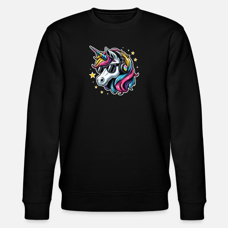 Einhorn Kopfhörer Sonnenbrille cool - Stanley/Stella Unisex Bio-Sweatshirt CHANGER - Schwarz