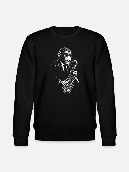 Jazz Sax Monkey in Suit - Stanley/Stella CHANGER Unisex Organic Sweatshirt - black