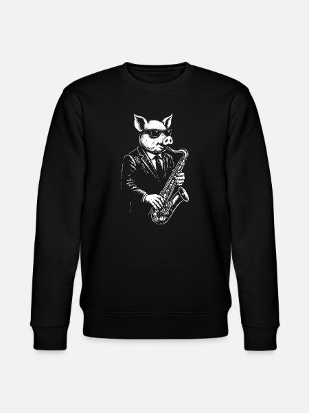 Schweinesaxophon-Maestro im Anzug - Stanley/Stella Unisex Bio-Sweatshirt CHANGER  - Schwarz