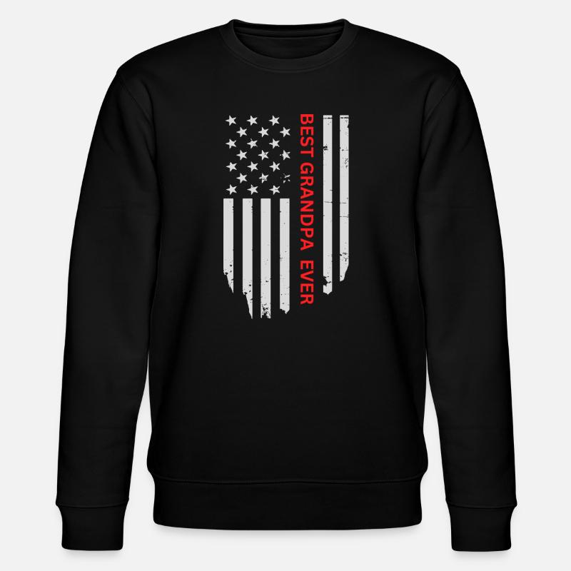 Bester Opa der amerikanischen Flagge - Stanley/Stella Unisex Bio-Sweatshirt CHANGER  - Schwarz