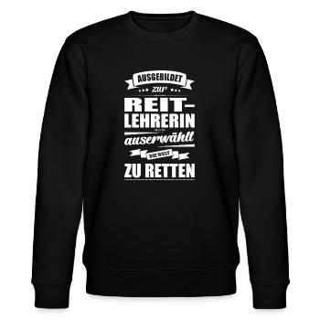 Ausgebildet Zur Reitlehrerin Abschluss Bestanden - Stanley/Stella Unisex Bio-Sweatshirt CHANGER  - Schwarz - Vorne - Nik (191cm) & Marisol (170cm)