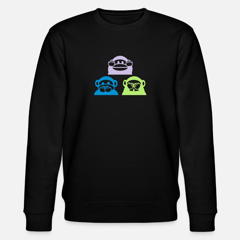 Drei Affen Dreieck - Stanley/Stella Unisex Bio-Sweatshirt CHANGER - Schwarz