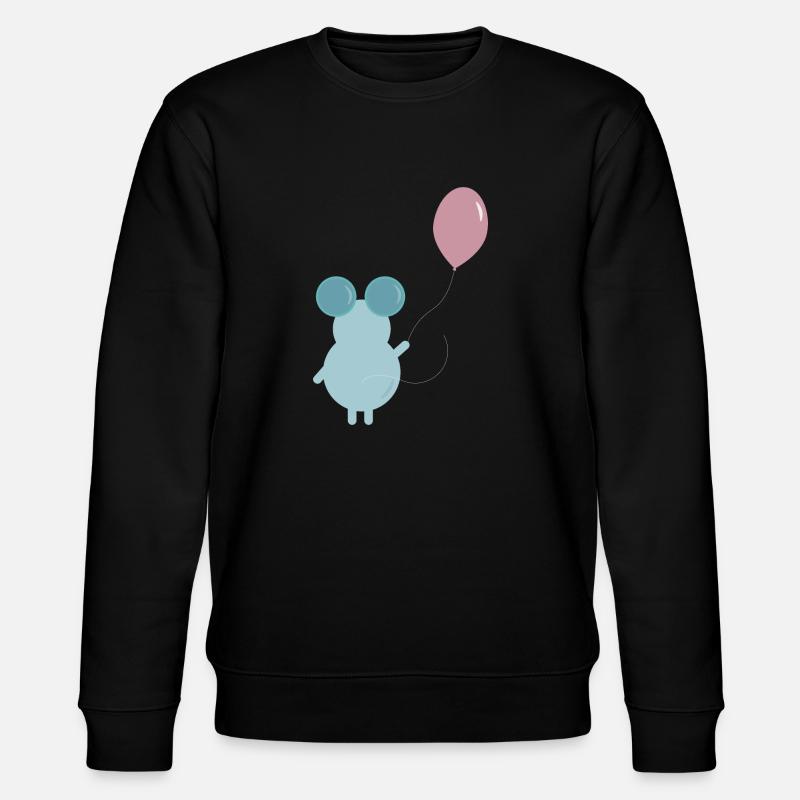 MOUSE HOLDING A BALLOON ILLUSTRATION - Stanley/Stella Unisex Bio-Sweatshirt CHANGER  - Schwarz
