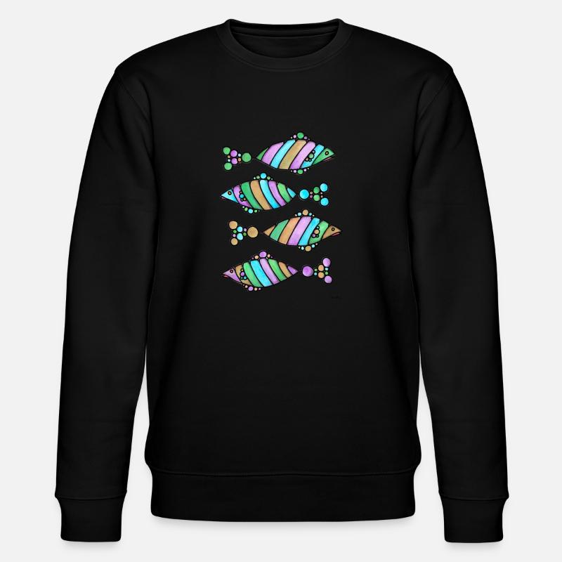 Fische abstrakt buntes Quartett, Hingucker - Stanley/Stella Unisex Bio-Sweatshirt CHANGER  - Schwarz