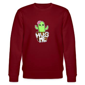 Kawaii Cactus Hug Me Funny Manga Gift Idea - Stanley/Stella CHANGER Unisex Organic Sweatshirt - burgundy - Front - Nik (191cm) & Marisol (170cm)