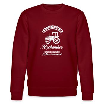 Landmaschinen Mechaniker Geschenk - Stanley/Stella Unisex Bio-Sweatshirt CHANGER  - Burgunderrot - Vorne - Nik (191cm) & Marisol (170cm)