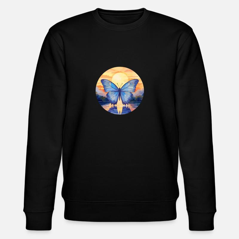 Blauer Morpho-Schmetterling - Stanley/Stella Unisex Bio-Sweatshirt CHANGER  - Schwarz