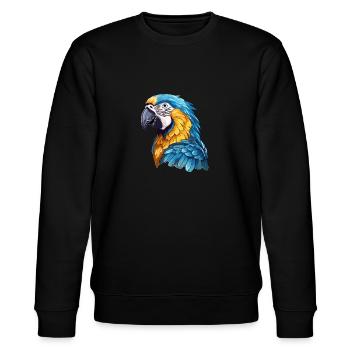 Blau-Gold Ara - Stanley/Stella Unisex Bio-Sweatshirt CHANGER  - Schwarz - Vorne - Nik (191cm) & Marisol (170cm)