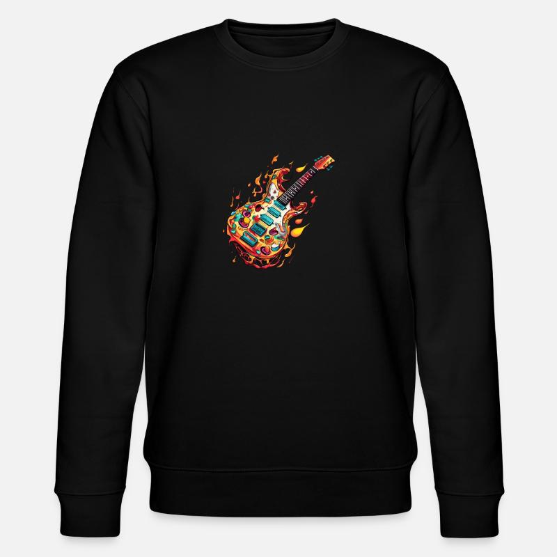 Pizza Guitar - Stanley/Stella CHANGER Unisex Organic Sweatshirt - black