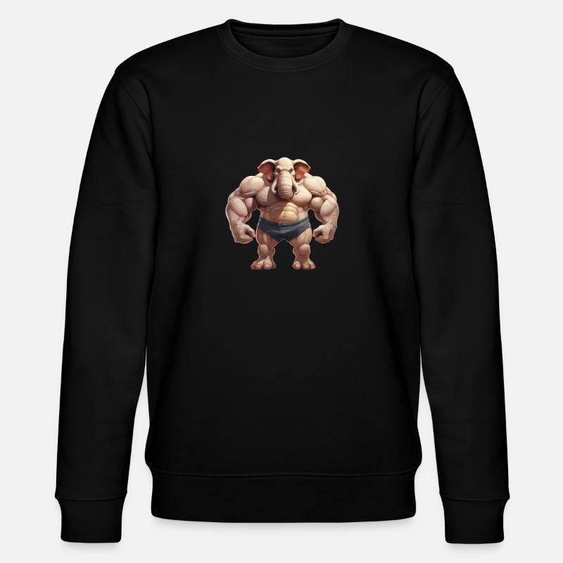 Bodybuilder Elephant - Stanley/Stella CHANGER Unisex Organic Sweatshirt - black